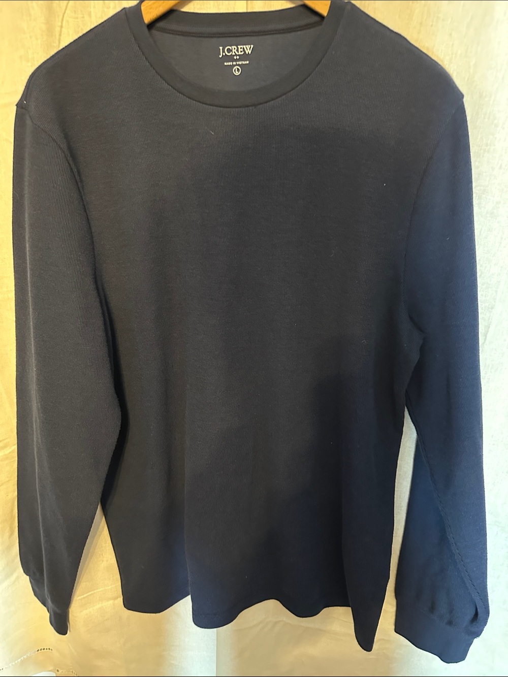 J. Crew Men's Long-Sleeve Crewneck Tee — Navy Blue